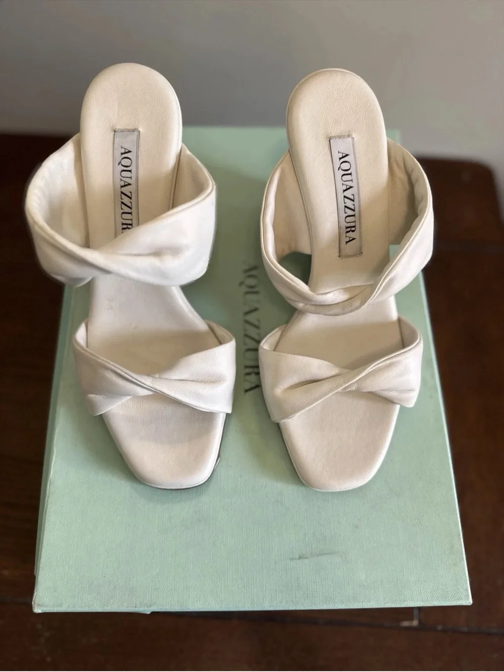 Aquazzura‎ White Cork Wedge Slide Sandals - New